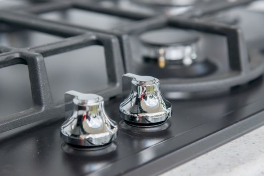 the New and modern shining metal gas cooker