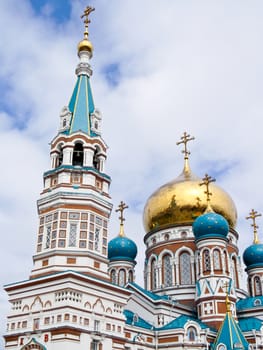 Church with the Golden domes against the sky