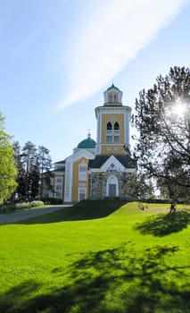 Church with the Golden domes against the sky