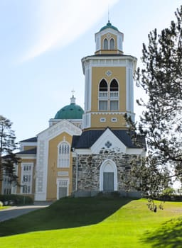 Church with the Golden domes against the sky