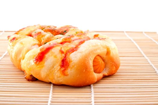 sausage bread thai bakery on mat