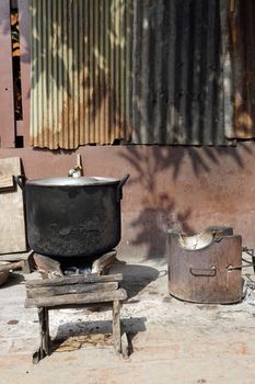 Local stove kitchen outdoor vertical in Laos