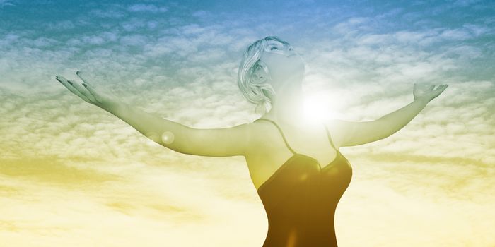 Enlightenment with Woman Holding Arms Out Happily