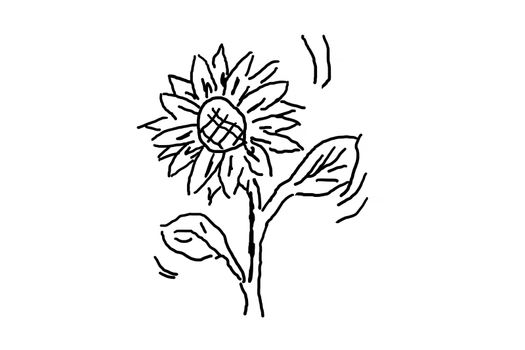 Simple hand drawing a flower, cartoon or line drawing. Flower against a white background.