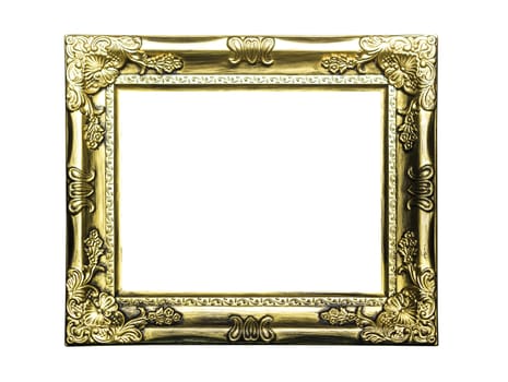 Golden classic frame isolated on white with clipping path