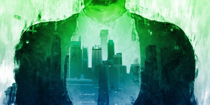 Corporate Dark Side of the City with Businessman