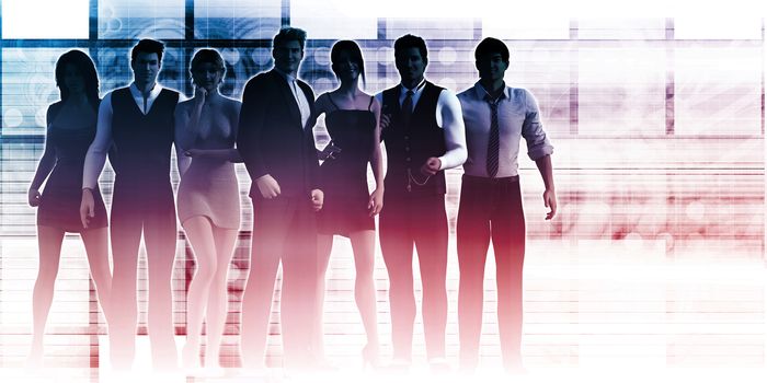 Business Team Standing with Leader in Front as a Concept