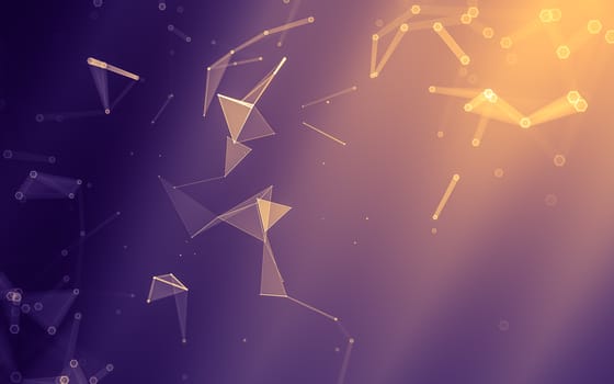 Abstract polygonal space low poly dark background with connecting dots and lines. Connection structure. 3d rendering