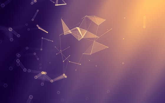 Abstract polygonal space low poly dark background with connecting dots and lines. Connection structure. 3d rendering