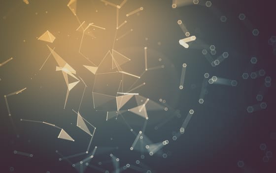 Abstract polygonal space low poly dark background with connecting dots and lines. Connection structure. 3d rendering