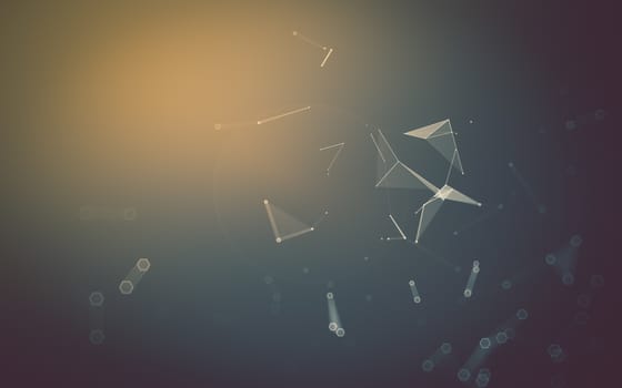 Abstract polygonal space low poly dark background with connecting dots and lines. Connection structure. 3d rendering