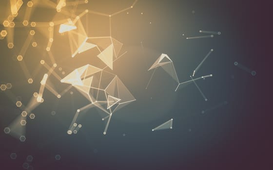 Abstract polygonal space low poly dark background with connecting dots and lines. Connection structure. 3d rendering