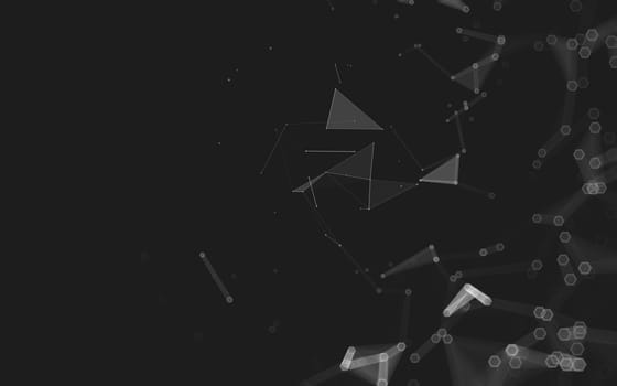 Abstract polygonal space low poly dark background with connecting dots and lines. Connection structure. 3d rendering