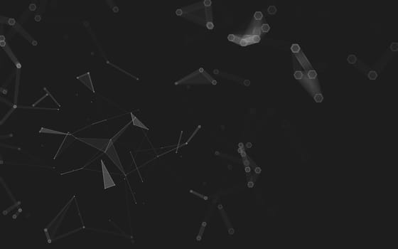 Abstract polygonal space low poly dark background with connecting dots and lines. Connection structure. 3d rendering