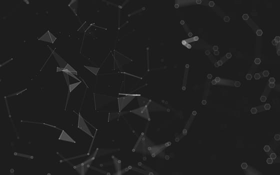 Abstract polygonal space low poly dark background with connecting dots and lines. Connection structure. 3d rendering