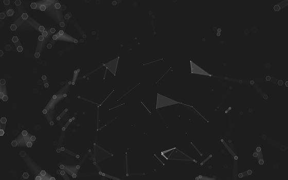 Abstract polygonal space low poly dark background with connecting dots and lines. Connection structure. 3d rendering