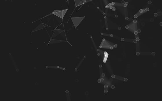 Abstract polygonal space low poly dark background with connecting dots and lines. Connection structure. 3d rendering