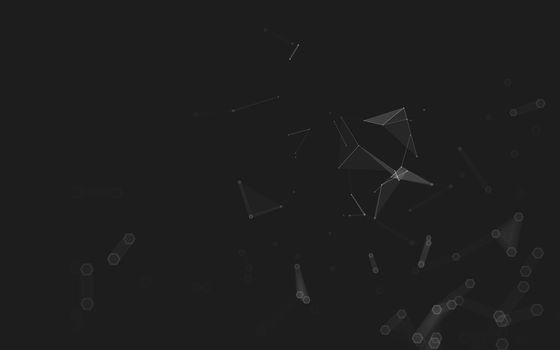 Abstract polygonal space low poly dark background with connecting dots and lines. Connection structure. 3d rendering