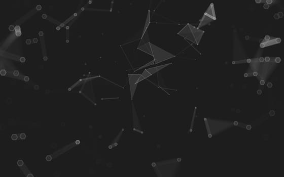 Abstract polygonal space low poly dark background with connecting dots and lines. Connection structure. 3d rendering