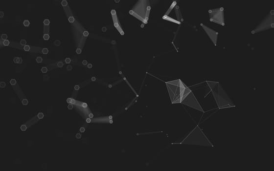 Abstract polygonal space low poly dark background with connecting dots and lines. Connection structure. 3d rendering