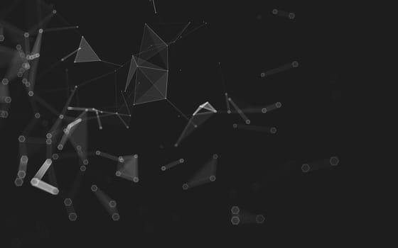 Abstract polygonal space low poly dark background with connecting dots and lines. Connection structure. 3d rendering