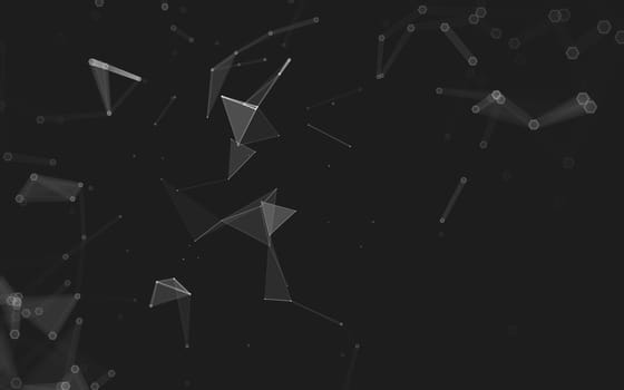 Abstract polygonal space low poly dark background with connecting dots and lines. Connection structure. 3d rendering