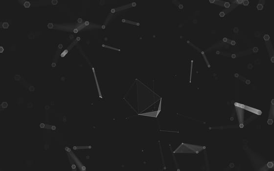 Abstract polygonal space low poly dark background with connecting dots and lines. Connection structure. 3d rendering