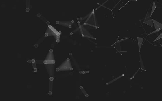 Abstract polygonal space low poly dark background with connecting dots and lines. Connection structure. 3d rendering