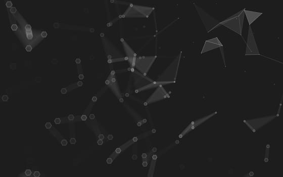 Abstract polygonal space low poly dark background with connecting dots and lines. Connection structure. 3d rendering