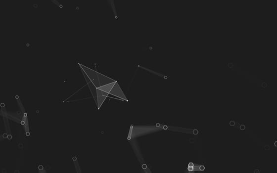 Abstract polygonal space low poly dark background with connecting dots and lines. Connection structure. 3d rendering