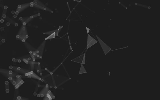 Abstract polygonal space low poly dark background with connecting dots and lines. Connection structure. 3d rendering