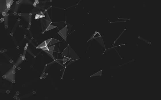 Abstract polygonal space low poly dark background with connecting dots and lines. Connection structure. 3d rendering