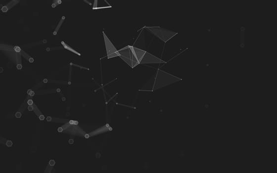 Abstract polygonal space low poly dark background with connecting dots and lines. Connection structure. 3d rendering