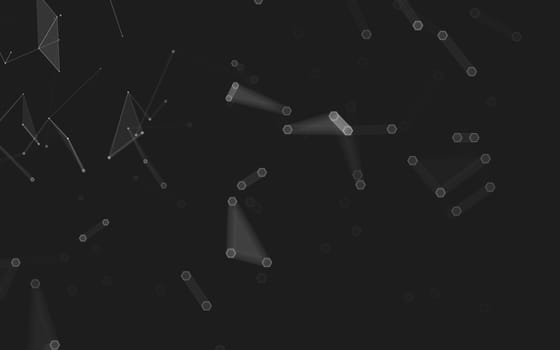 Abstract polygonal space low poly dark background with connecting dots and lines. Connection structure. 3d rendering