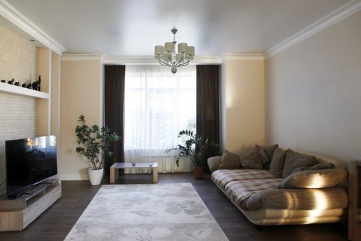 modern living room with wood floor