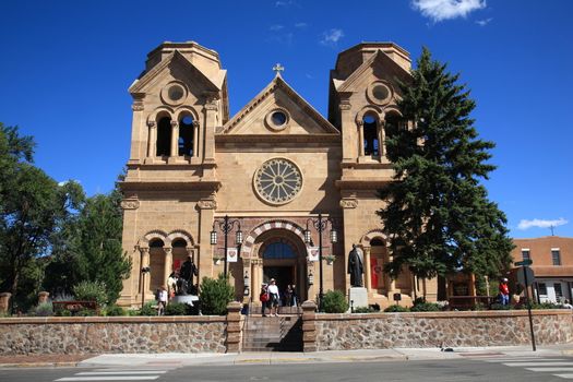 Basilica of St. Francis of Assisi, a Santa Fe, New Mexico, landmark built in the 1800's.