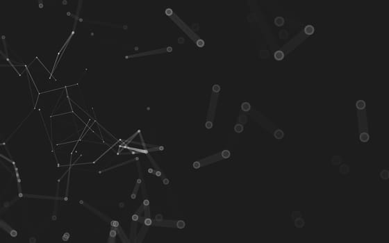 Abstract polygonal space low poly dark background with connecting dots and lines. Connection structure. 3d rendering