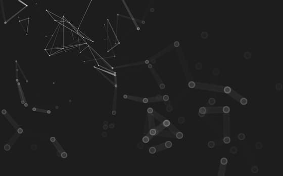 Abstract polygonal space low poly dark background with connecting dots and lines. Connection structure. 3d rendering