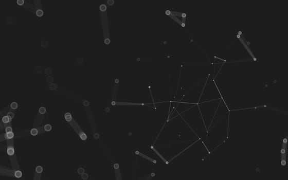 Abstract polygonal space low poly dark background with connecting dots and lines. Connection structure. 3d rendering