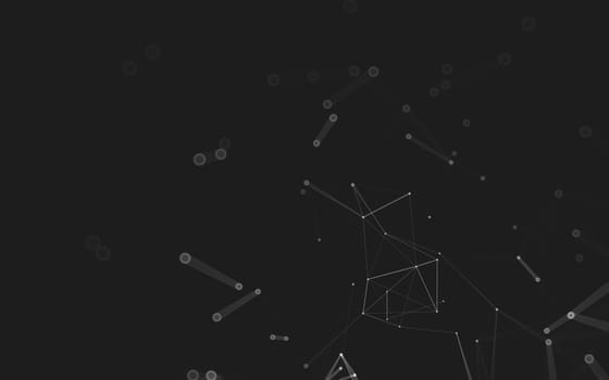 Abstract polygonal space low poly dark background with connecting dots and lines. Connection structure. 3d rendering