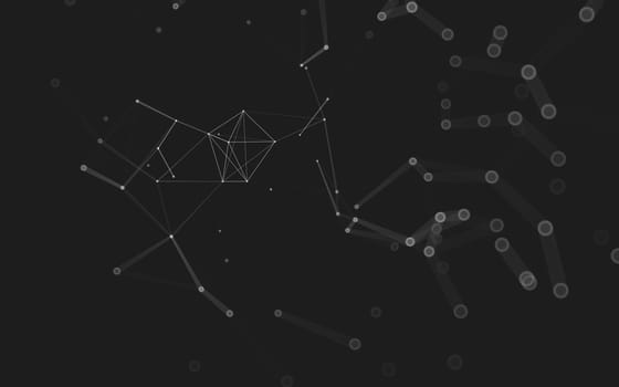 Abstract polygonal space low poly dark background with connecting dots and lines. Connection structure. 3d rendering