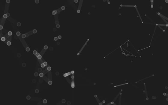 Abstract polygonal space low poly dark background with connecting dots and lines. Connection structure. 3d rendering