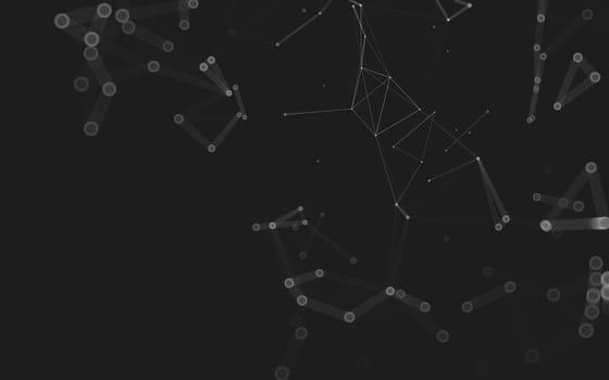 Abstract polygonal space low poly dark background with connecting dots and lines. Connection structure. 3d rendering