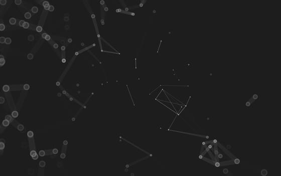 Abstract polygonal space low poly dark background with connecting dots and lines. Connection structure. 3d rendering