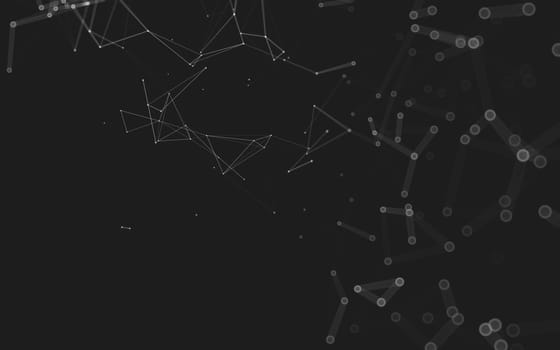 Abstract polygonal space low poly dark background with connecting dots and lines. Connection structure. 3d rendering