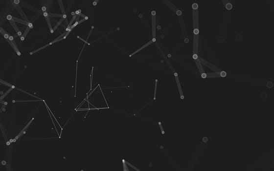 Abstract polygonal space low poly dark background with connecting dots and lines. Connection structure. 3d rendering