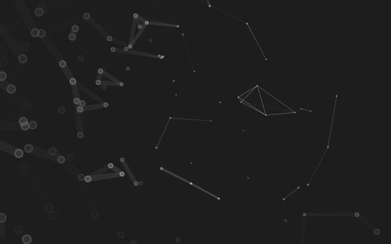 Abstract polygonal space low poly dark background with connecting dots and lines. Connection structure. 3d rendering