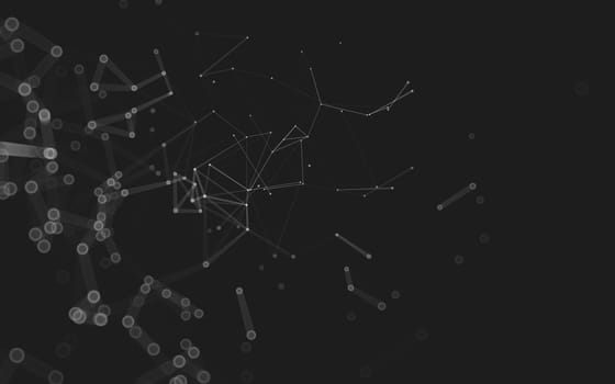 Abstract polygonal space low poly dark background with connecting dots and lines. Connection structure. 3d rendering