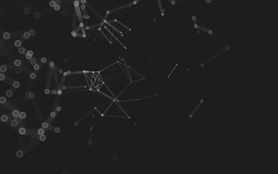 Abstract polygonal space low poly dark background with connecting dots and lines. Connection structure. 3d rendering