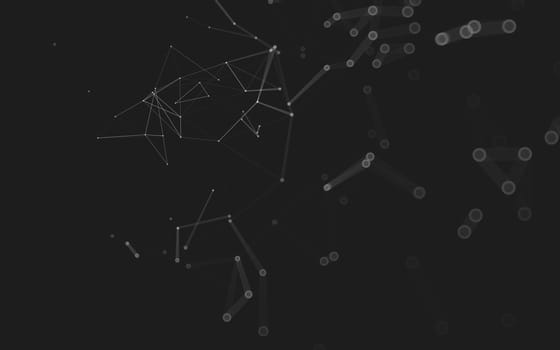 Abstract polygonal space low poly dark background with connecting dots and lines. Connection structure. 3d rendering